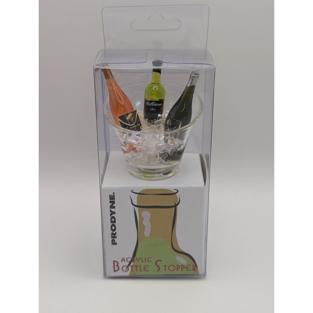 Prodyne Vino Gondola Acrylic Wine Bottle Stopper Mini Ice Bucket 3 Bottles NIB